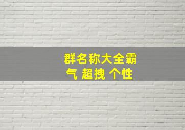 群名称大全霸气 超拽 个性